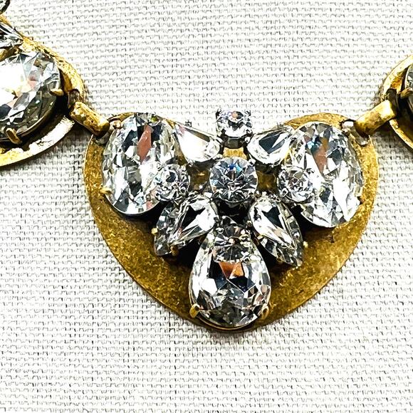 J.Crew Gold Tone Crystal Cluster Statement Necklace Glamorous Runway Maximalist - Picture 5 of 9